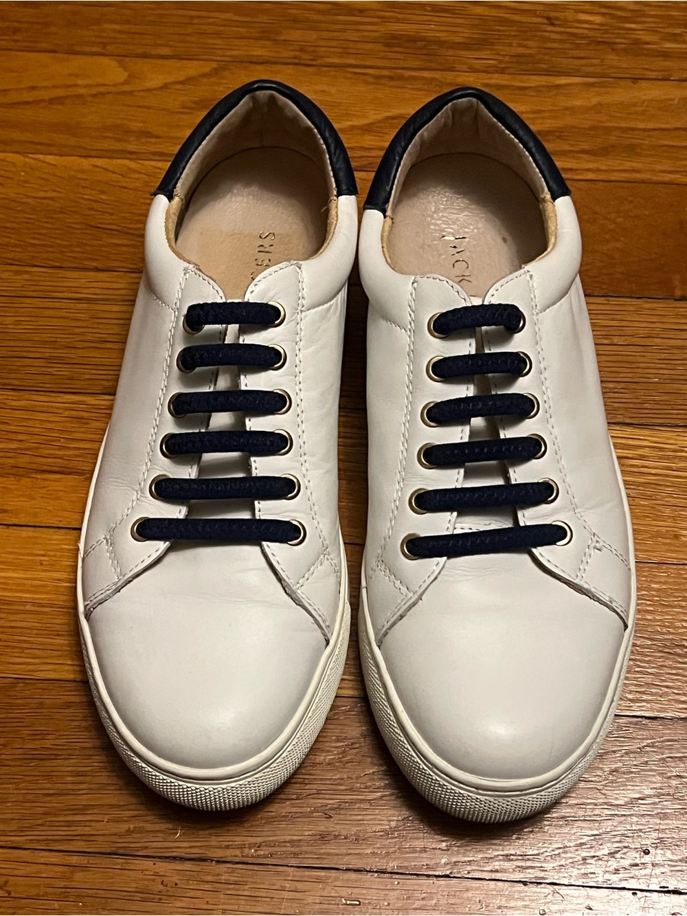 Jack Rogers Leather White & Navy Casual Sneakers